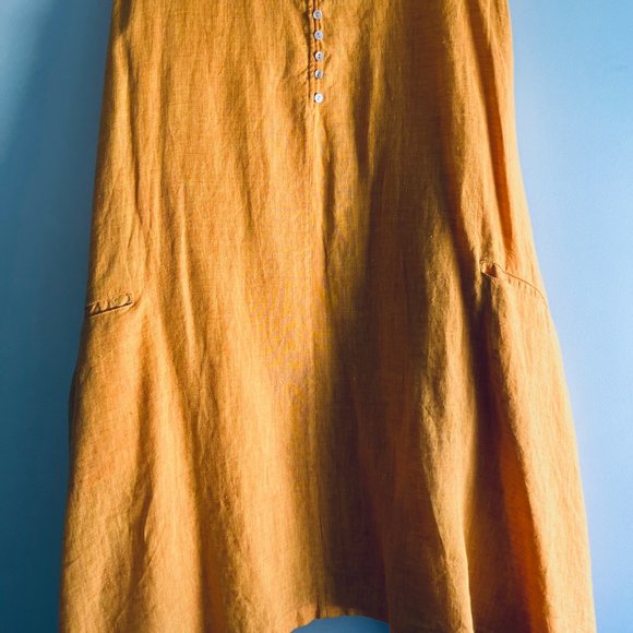 Linen Sleeveless Asymmetric Hem Tunic - Sunflower Yellow - 2X - Picture 8 of 14